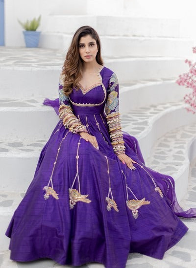 Purple parrot Anarkali