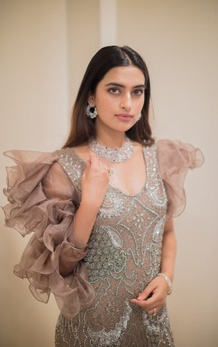 Hand embellished evening gown