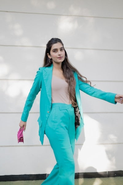 Asymmetrical turquoise pants