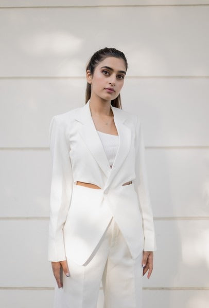Cut out white blazer