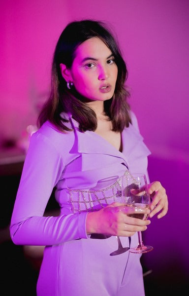 Lilac embellished crop top
