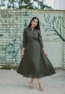 Olive midi dress