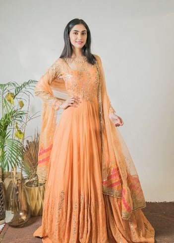 Orange carnation anarkali