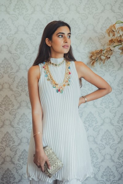 Pleated high neck top