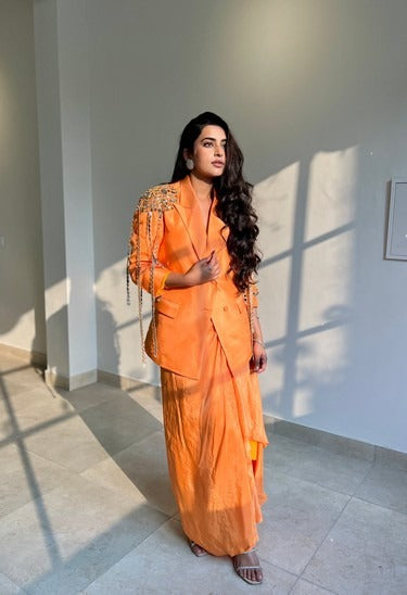 Orange blazer & skirt set