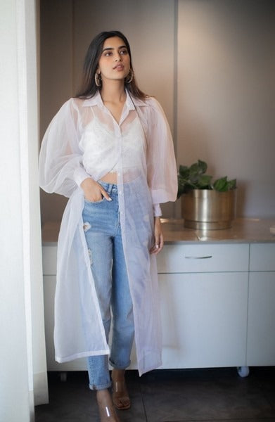 White organza long shirt