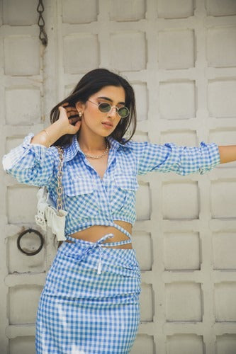 Blue gingham co-ord set