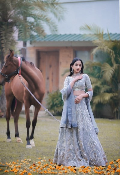 Grey kat Dana lehenga