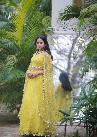 Lime sequin & Pearl lehenga set