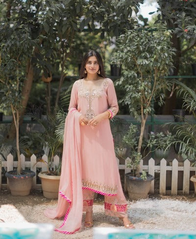 Peach straight suit set